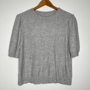 Bluivy Pullover Sweater Size L Gray Short Sleeve Wool Angora Blend Career
